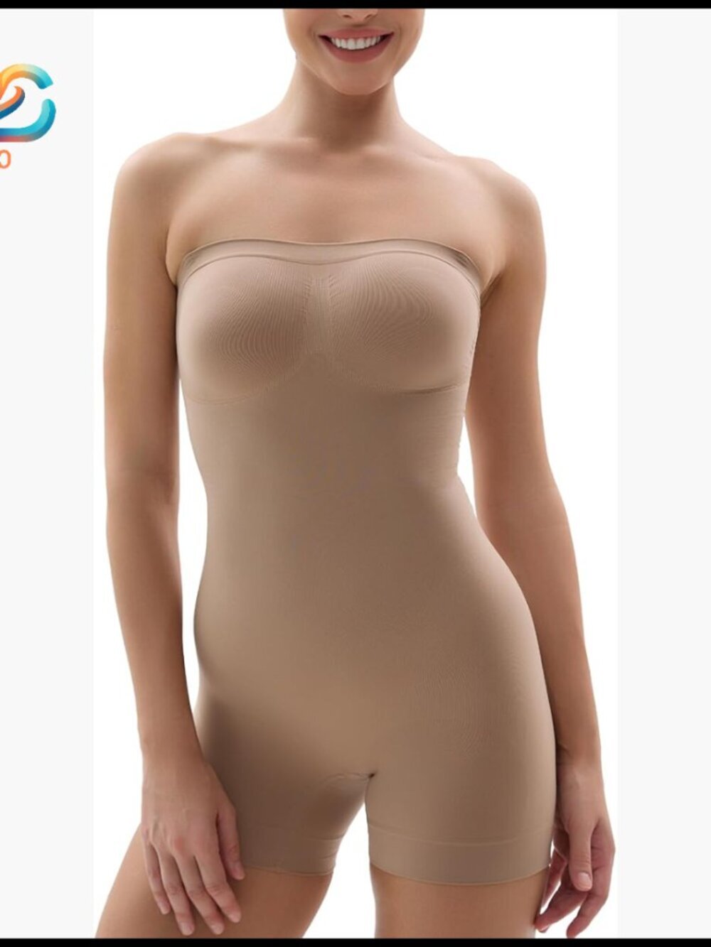 Strapless Shapewear Bodysuit Tummy Control Seamless with Removable Straps